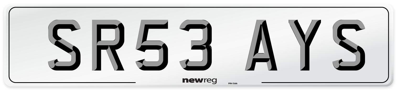 SR53 AYS Number Plate from New Reg